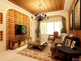 美式古典实木家具80平米2室2厅装修效果图