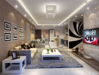 现代风格80平米2室2厅花纹瓷砖电视墙装修效果图片