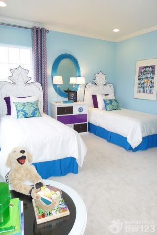 酒店客房蓝色墙面装修效果图片