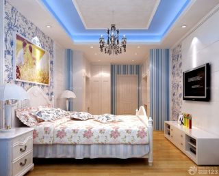 90平地中海风格新房卧室装修效果图片欣赏