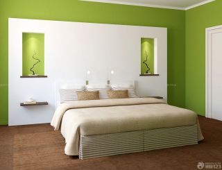 清新简单房子卧室石膏板背景墙装修图片