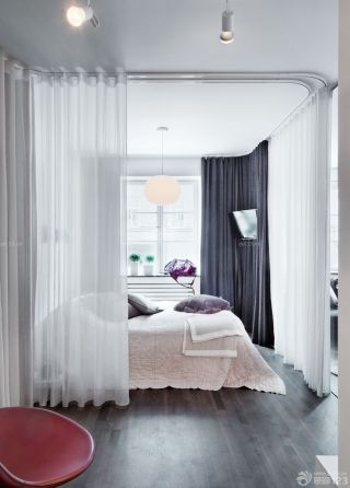 温馨60平米房子卧室隔断装修设计图片