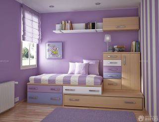 2023年现代风格卧室内紫色墙面装修设计效果图片