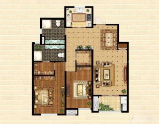 90平米两室两厅房屋平面图设计2023