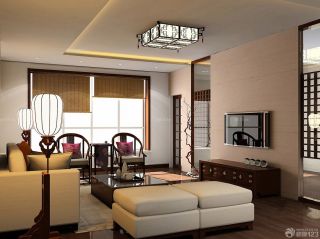 新中式风格三室两厅客厅装修样板间欣赏
