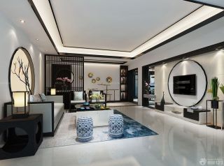 中式新古典三室房子装潢装修效果图片大全2023