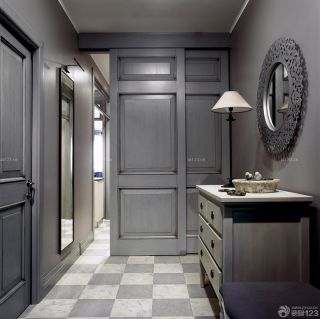 时尚现代装修风格三室两厅黑色门设计图片
