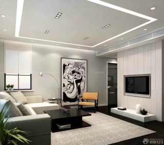 现代风格设计90平米小户型客厅简约装修效果图片2023