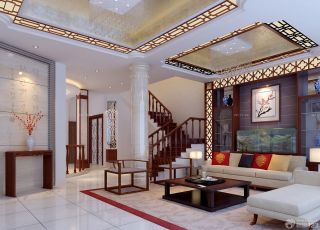 别墅室内中式新古典风格装修设计效果图欣赏