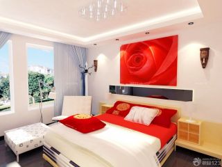 80平米小户型婚房卧室床头装饰画装修效果图欣赏