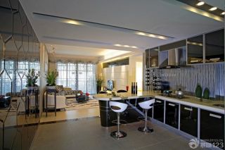 现代时尚开放式厨房吧台装修设计