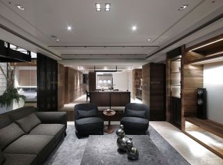 现代别墅大厅客厅沙发摆放装修效果图欣赏