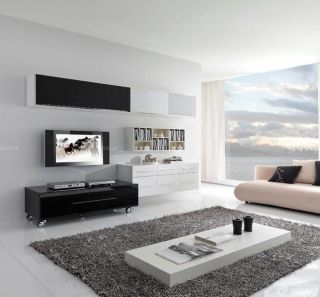 2023家装现代风格90平米两室两厅客厅电视墙装修图