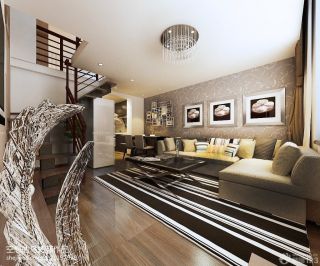 2023小户型loft客厅沙发背景墙效果图