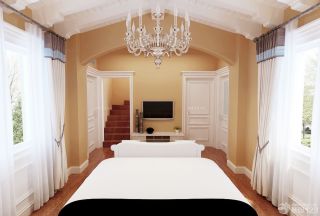 高端别墅家装卧室窗帘设计效果图片