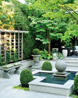 精致别墅花园喷泉设计效果图片