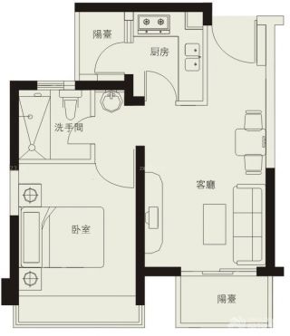 80平米一室两厅一厨一卫装修平面图大全2023