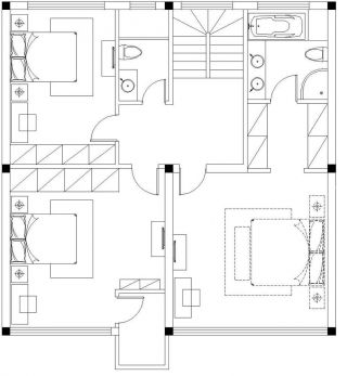 2023最新100平方别墅三居室装修设计图纸
