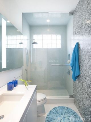 最新小户型卫生间玻璃淋浴间装修效果图大全2023图片