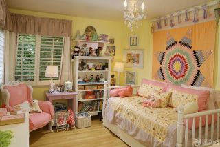 温馨小户型儿童房间黄色墙面装修实景图片大全