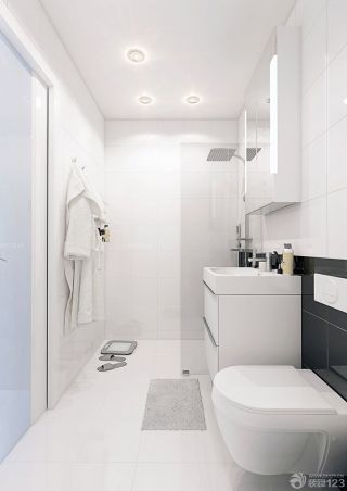 小户型装修样板房卫生间白色地砖效果图片