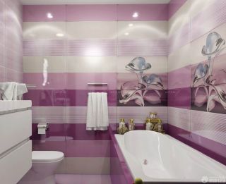 2023时尚小户型卫生间紫色墙面装饰效果图