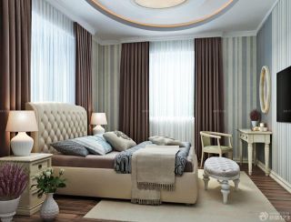 经典交换空间小户型卧室棕色窗帘装修图片欣赏