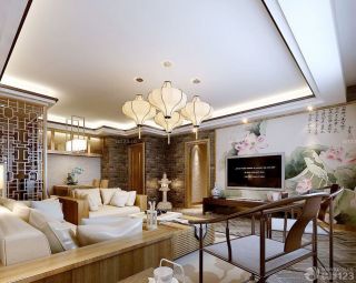 2023特色中式家装客厅电视背景墙设计装修效果图片