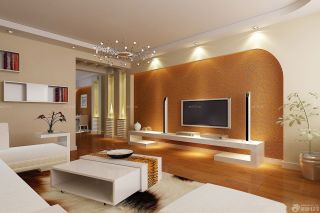 欧式三室两厅石膏板电视背景墙造型装修效果图