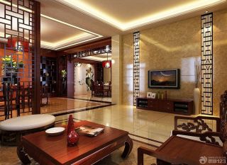 中式客厅镂空隔断装修效果图大全2023图片