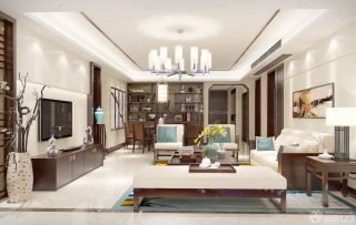 现代简约中式风格家装客厅效果图大全2023