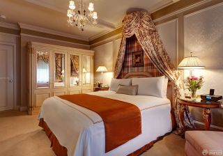 欧式风格主卧室床的摆放装修设计效果图