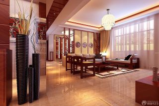 2023中式别墅家居带屏风的客厅装饰设计图片
