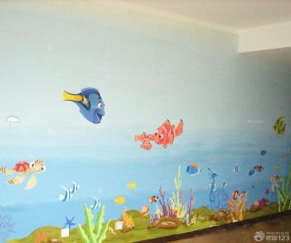 幼儿园手绘墙壁画室内设计图