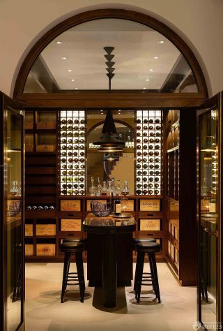 古典美式风格家庭酒吧吧台装修效果图