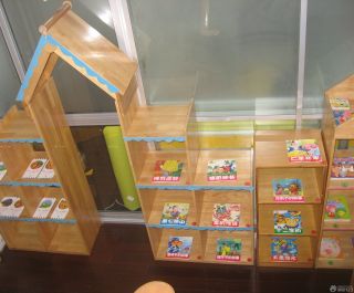 幼儿园室内实木书柜装修效果图集