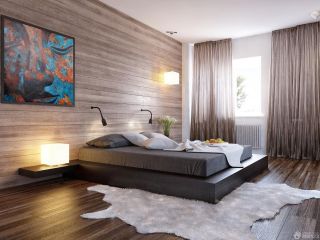 简单卧室木质背景墙装修效果图片