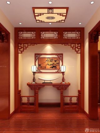 中式风格别墅玄关装修效果图