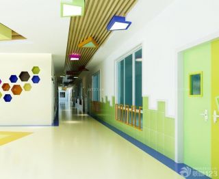 大型国立幼儿园走廊装饰设计效果图片