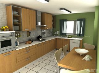 小厨房绿色墙面装修设计效果图片