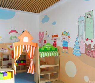 武汉幼儿园背景墙画装修实景图片