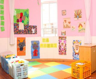 现代幼儿园粉色墙面设计装修效果图片 