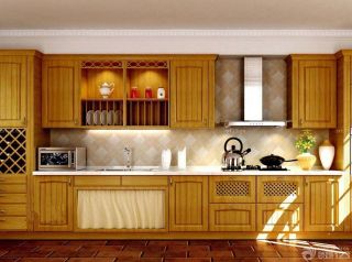 樱花整体厨房实木黄色橱柜装修效果图片