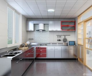 现代别墅封闭式厨房装修效果图片