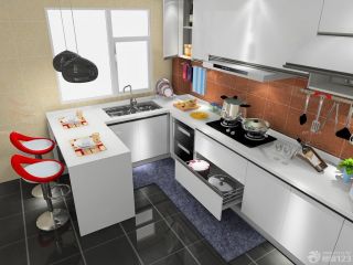 现代小户型u型厨房装修效果图