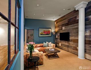 客厅装修木质电视背景墙效果图片
