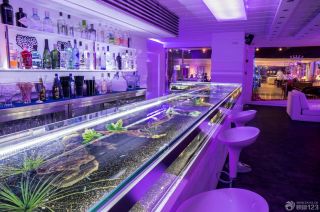 唯美紫色酒吧吧台设计效果图