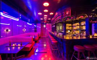 时尚紫色酒吧吧台装修效果图