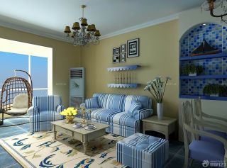 地中海风格家庭客厅装修效果图