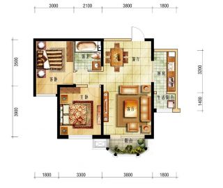 80平米小户型两室一厅家装设计平面图